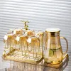 Кувшин (алмаз), подставка (голова оленя), 6 стаканов, поднос