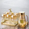 Кувшин (алмаз), подставка (кролик), 6 стаканов, поднос