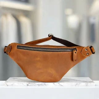 Мужская поясная сумка кожаная. Модель DM-1658 - миниатюра 1