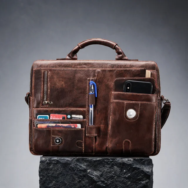 Чоловічий портфель із натуральної шкіри DM-DM-1701 - фото 1