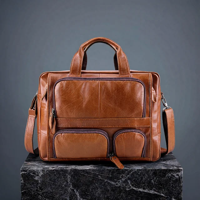 Мужской портфель из натуральной кожи. Модель DM-1702 - фото 1