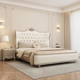 Кровать двуспальная с резным изголовьем PI-18574 - миниатюра 4