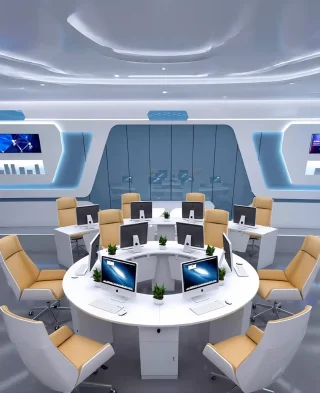 Стол для сотрудников круглый модульный PI-2027 - миниатюра 10
