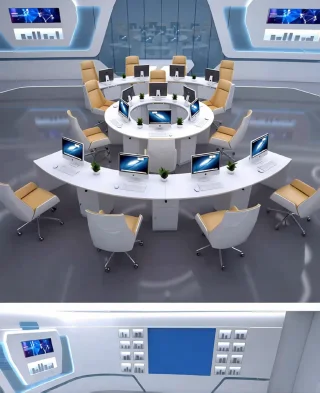 Стол для сотрудников круглый модульный PI-2027 - миниатюра 12
