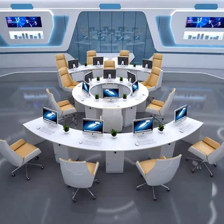 Стол для сотрудников круглый модульный PI-2027 - миниатюра 2