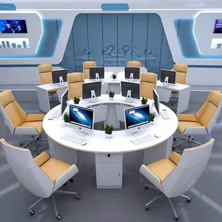 Стол для сотрудников круглый модульный PI-2027 - миниатюра 3