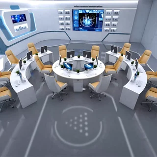 Стол для сотрудников круглый модульный PI-2027 - миниатюра 4