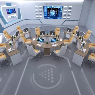 Стол для сотрудников круглый модульный PI-2027 - миниатюра 5