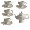 1 чайник + 4 чашки + 4 блюдца + 4 ложки (обыч.)