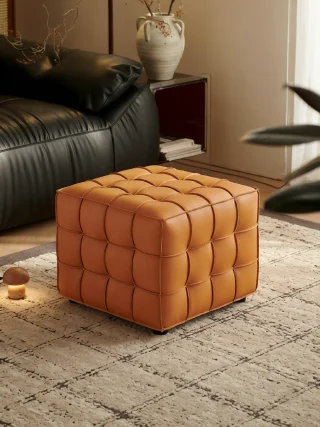 Пуф квадратный из натуральной кожи PI-5707 - миниатюра 2
