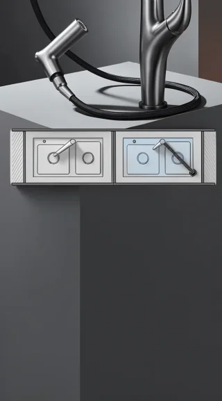 Смеситель кухонный выдвижной PI-973 - миниатюра 9